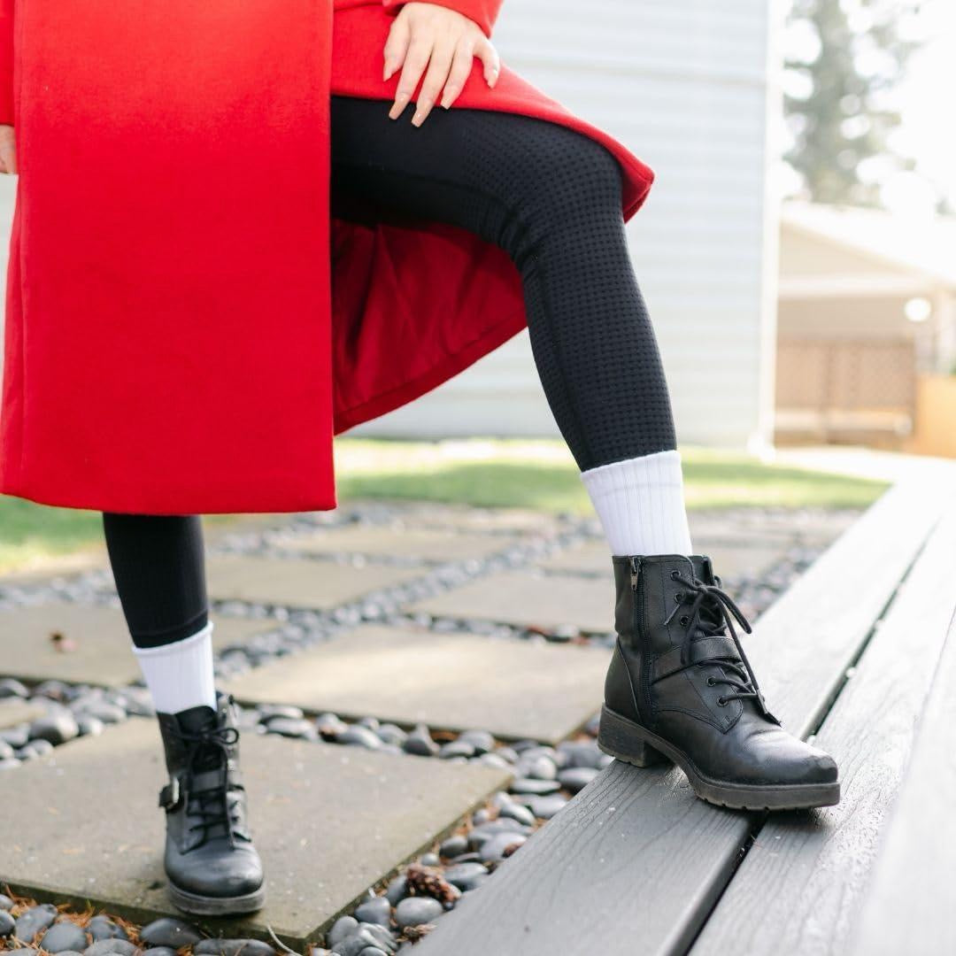 ANTREZIL Crew Compression Socks - Pack of 5 White Socks with Bag/Athletic Socks Cushioned Arch Support Sweat-Absorbent, Running,Breathable Sports Socks