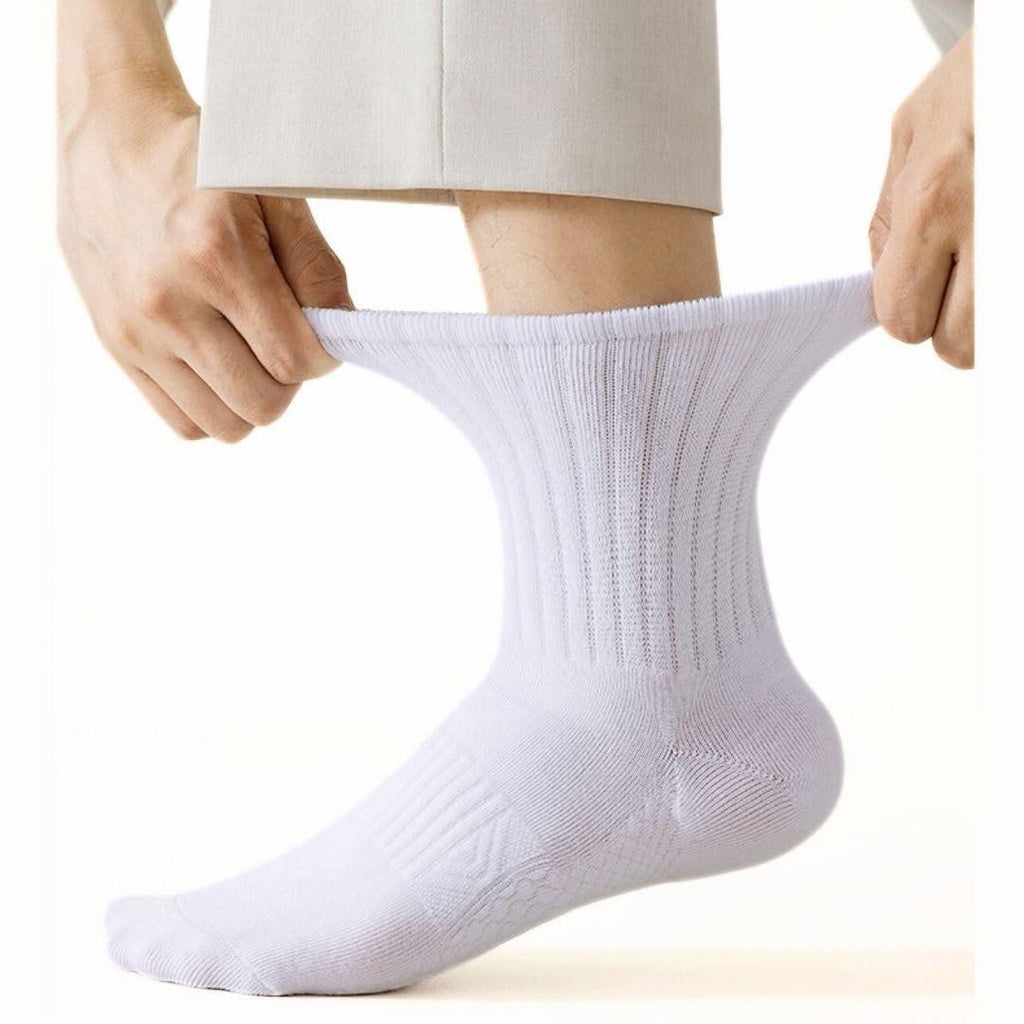 ANTREZIL Crew Compression Socks - Pack of 5 White Socks with Bag/Athletic Socks Cushioned Arch Support Sweat-Absorbent, Running,Breathable Sports Socks