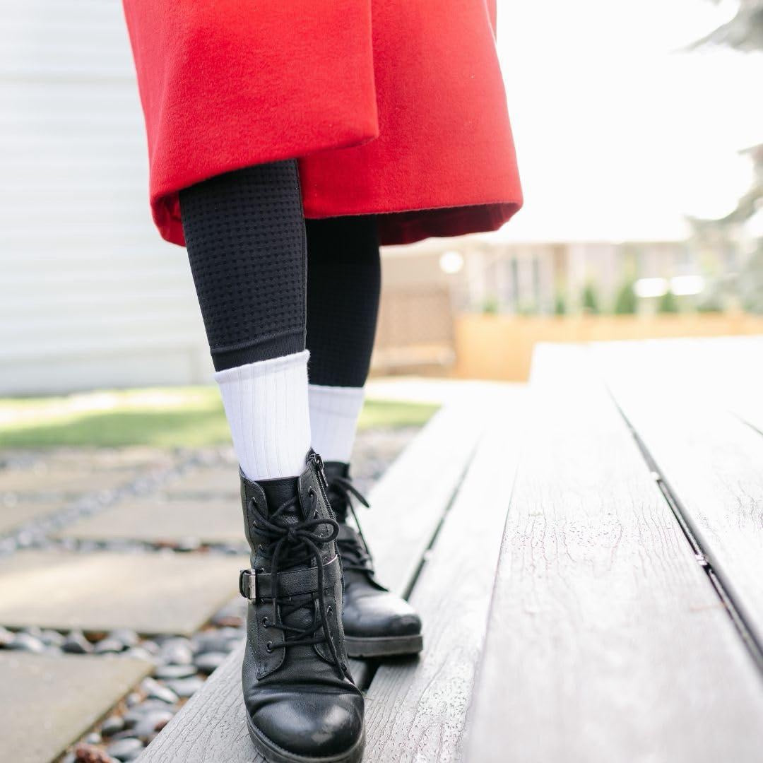 ANTREZIL Crew Compression Socks - Pack of 5 White Socks with Bag/Athletic Socks Cushioned Arch Support Sweat-Absorbent, Running,Breathable Sports Socks