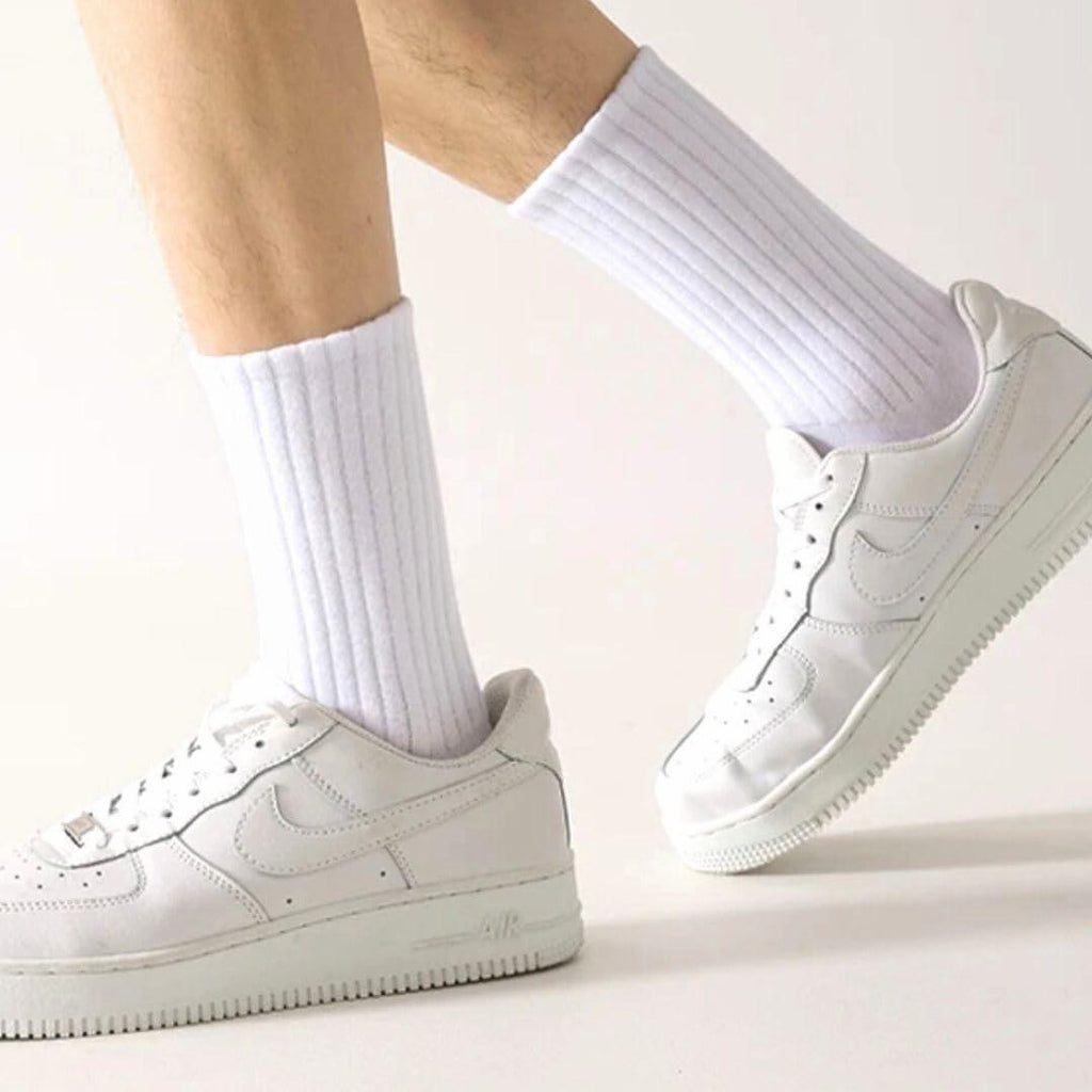 ANTREZIL Crew Compression Socks - Pack of 5 White Socks with Bag/Athletic Socks Cushioned Arch Support Sweat-Absorbent, Running,Breathable Sports Socks