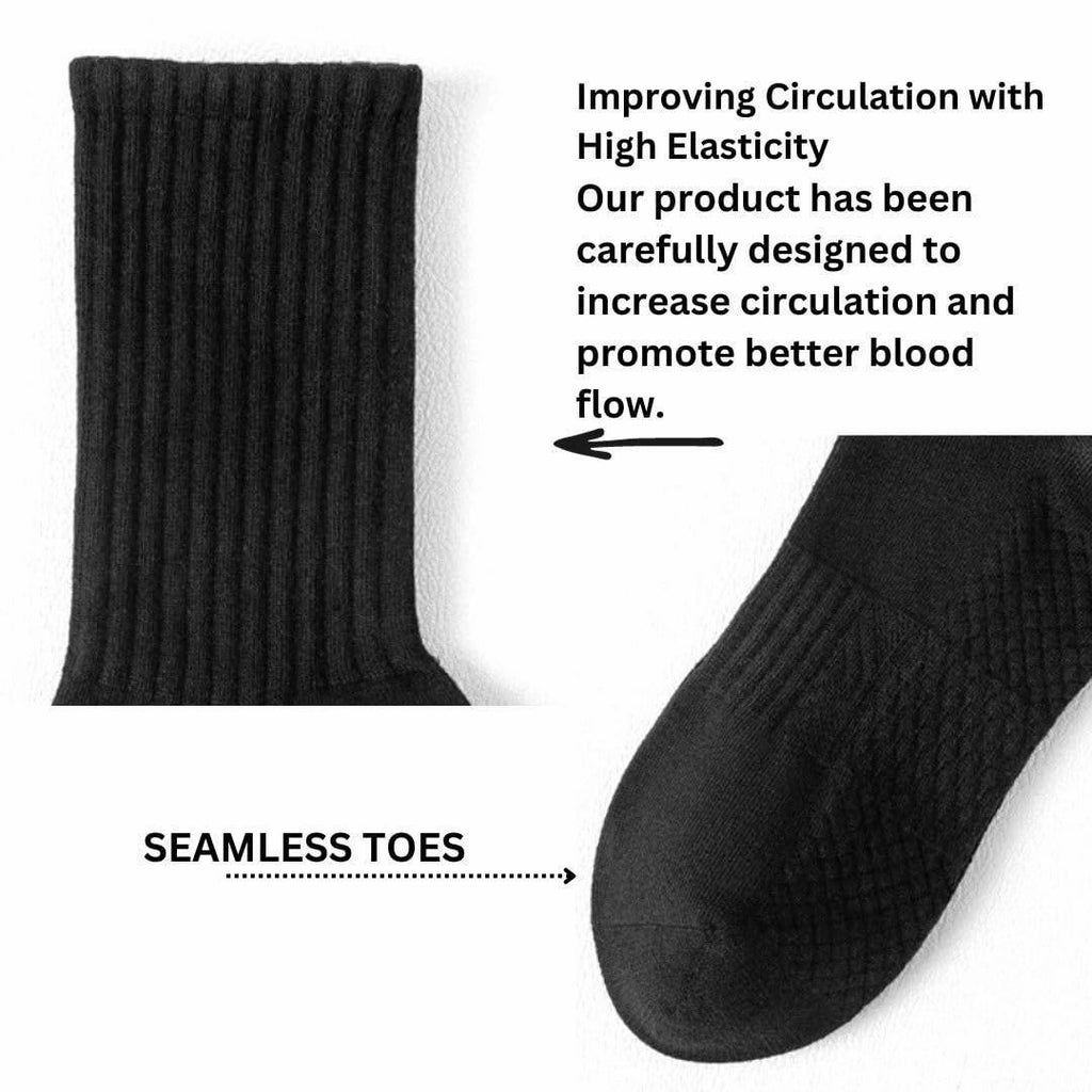 ANTREZIL Crew Compression Black Socks Pack of 5 with Bag |Athletic Socks, Cushioned Socks, Sweat Absorbent, Arch Support