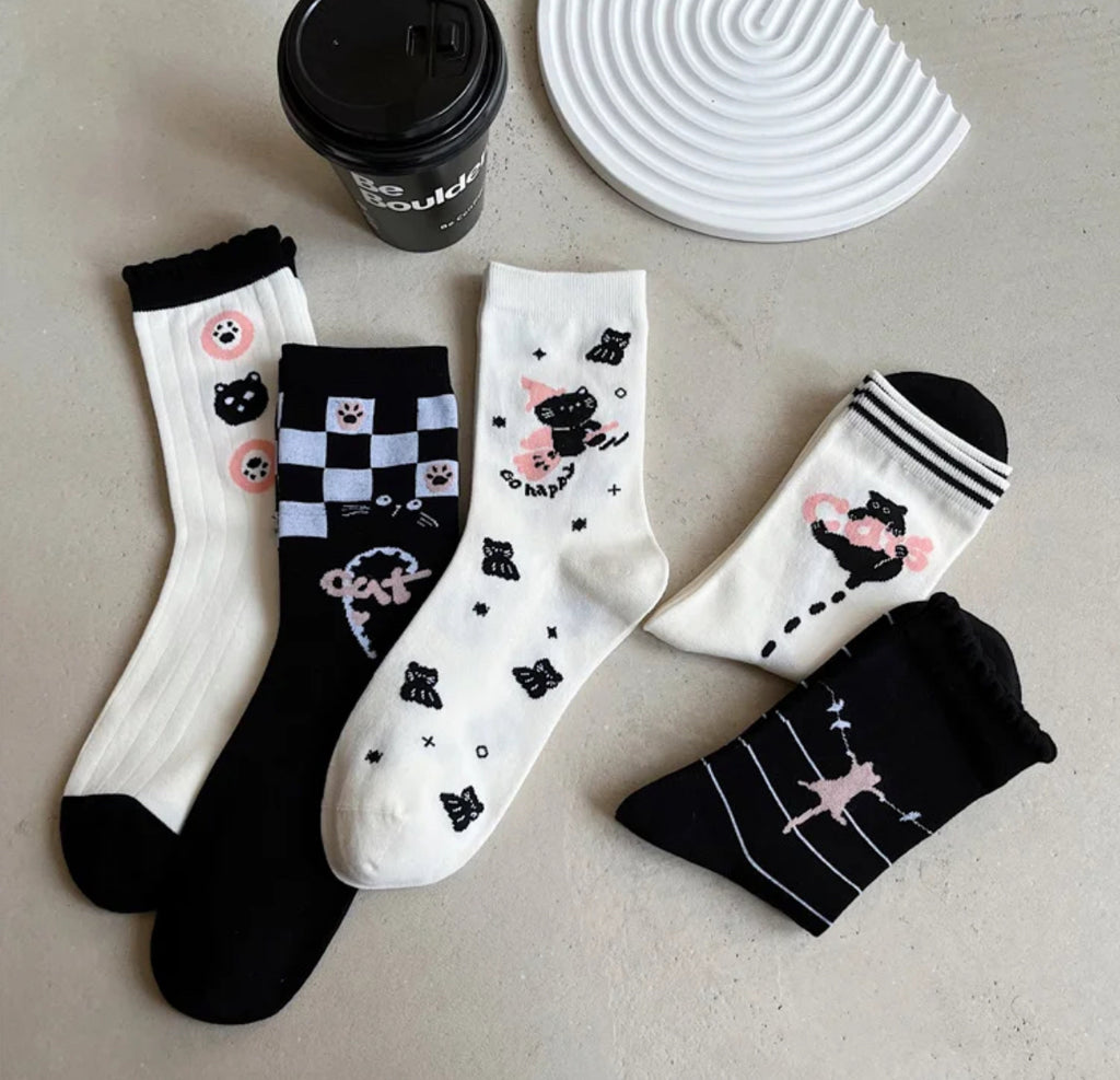 Cat Socks – 5 Pair Women’s Cute Animal Socks,Funny Socks, Cat Lover,Soft Cotton, Halloween,Gift for Girls & Teens