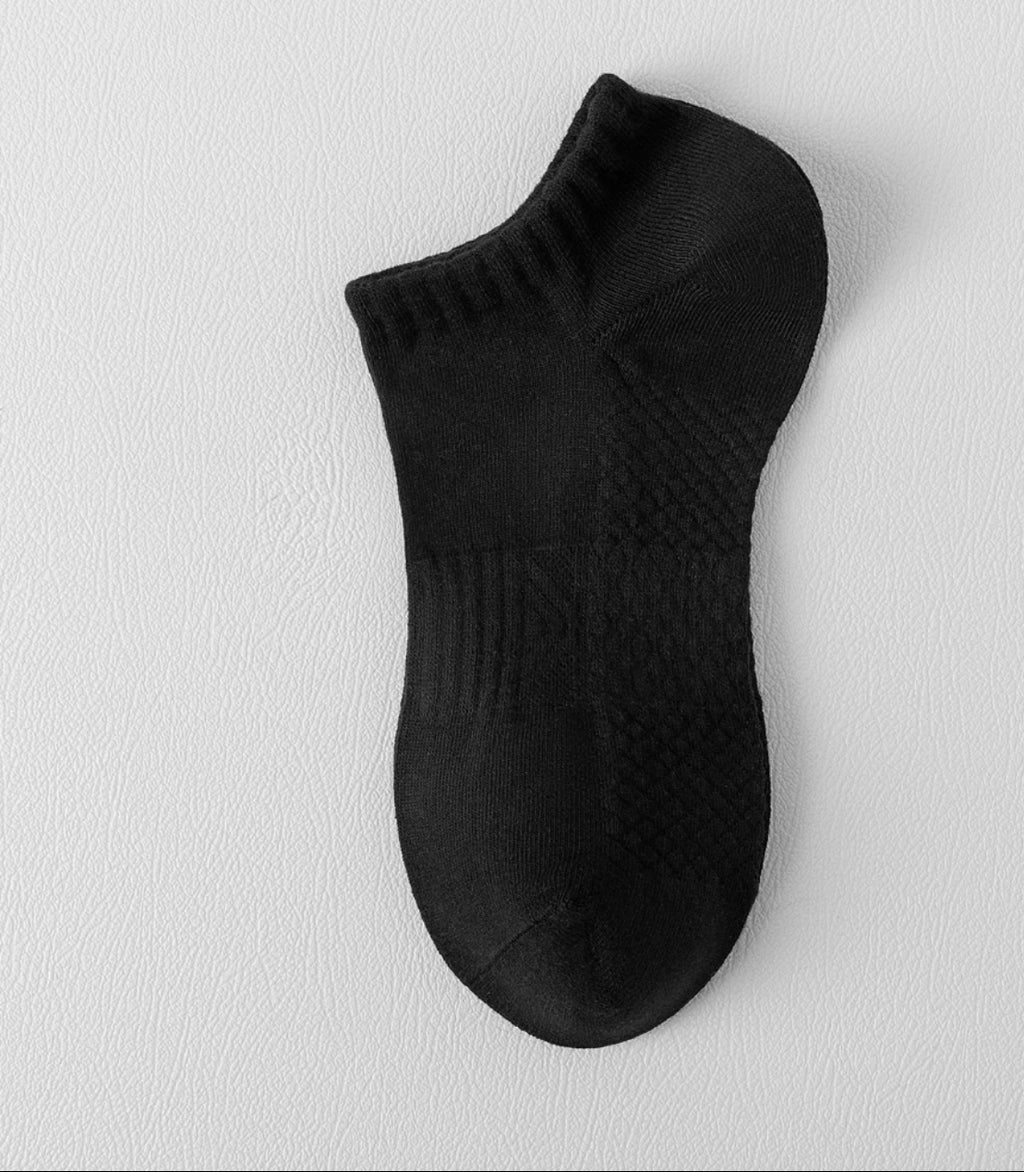 Ankle Socks - Pack of 5 Pairs Black with Bag | Non-Slip Toe Support, Moisture-Wicking Casual Cotton | Sports,Gym, Gifts