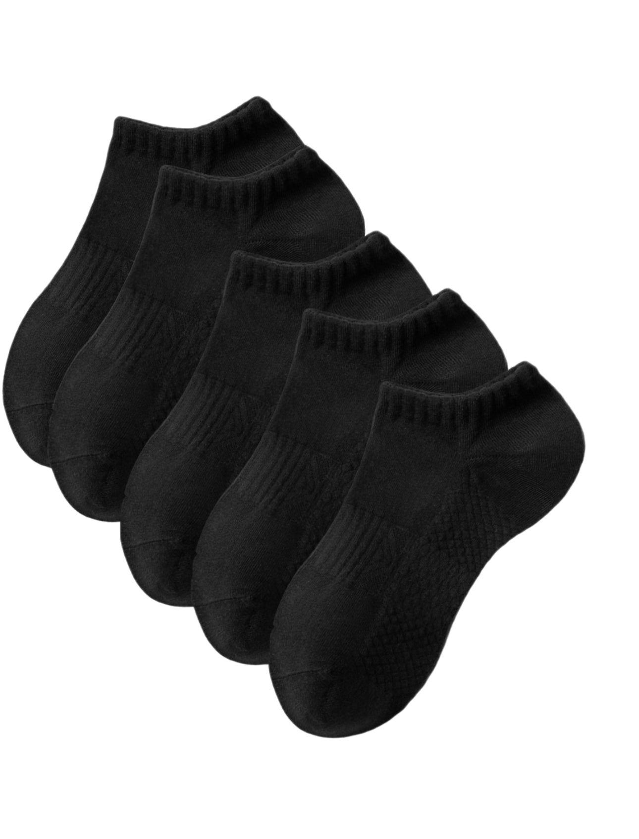 Ankle Socks - Pack of 5 Pairs Black with Bag | Non-Slip Toe Support, Moisture-Wicking Casual Cotton | Sports,Gym, Gifts