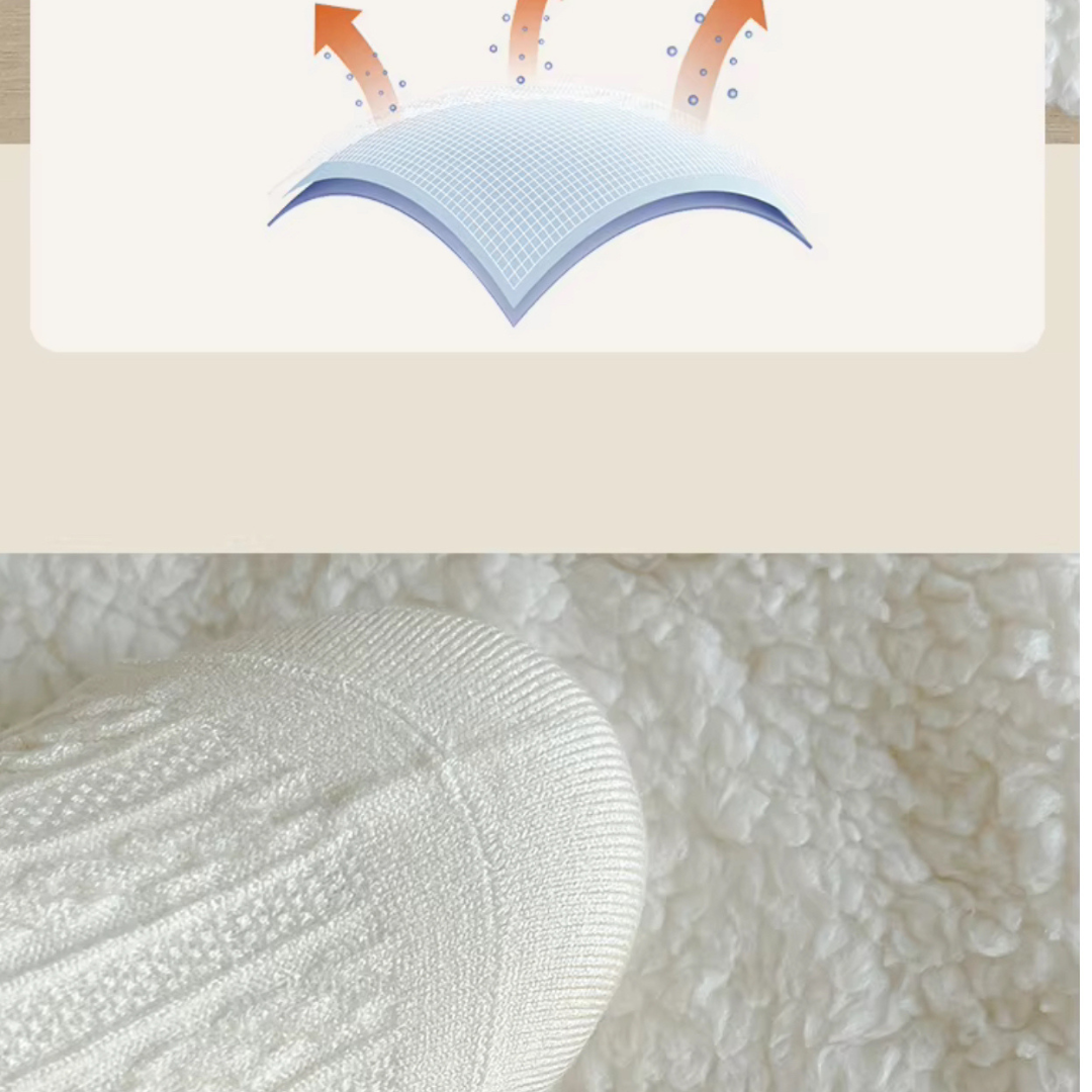 Winter Socks - 3 Pairs with Bag | Warm Cotton Wool Blend for Outdoor Adventures | Quick-Dry, Breathable & Seamless Warming Socks in Beige, Pink & White