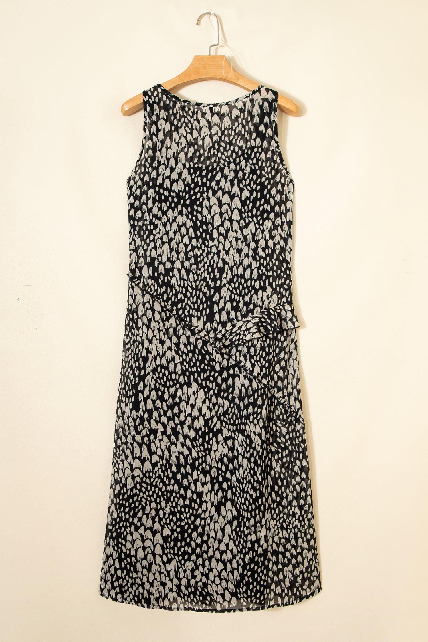 Black Printed Sleeveless Maxi Dress