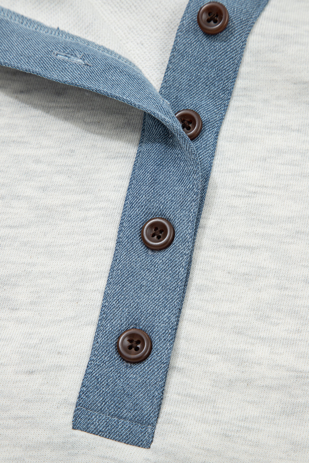 Beige Plus Size Contrast Denim Patchwork Cuffed Sleeve Polo Tee