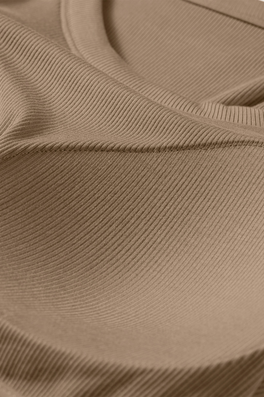 Dark Khaki Slim Ribbed Padded Tank Top