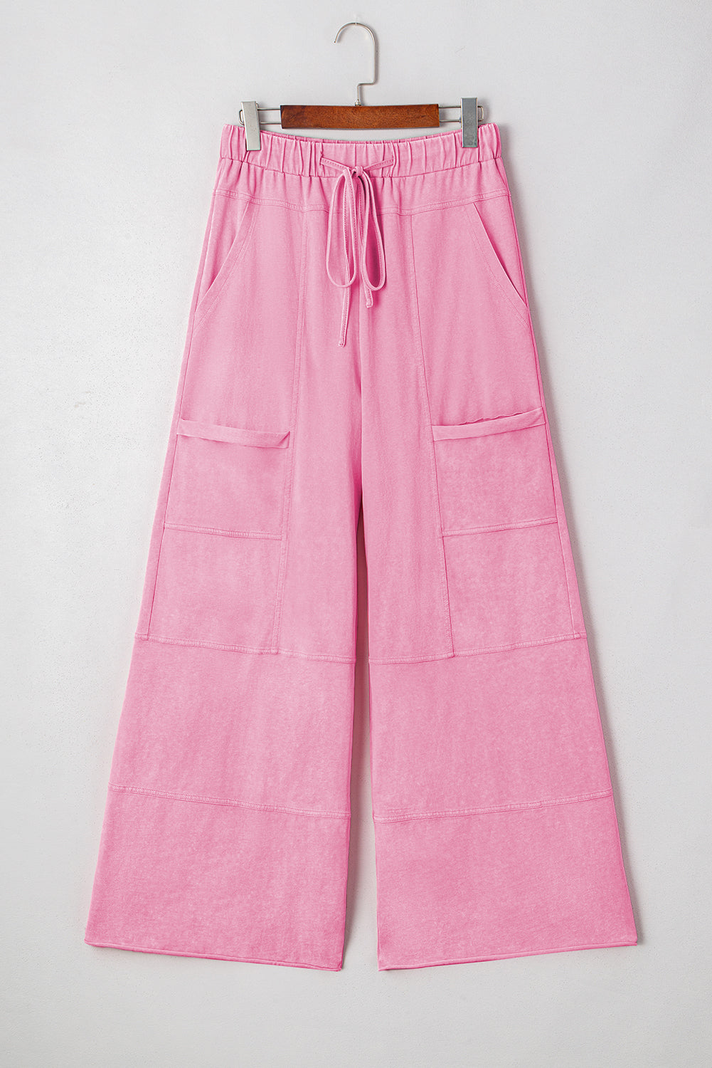 Bonbon Mineral Wash Exposed Seam Wide Leg Cargo Pants