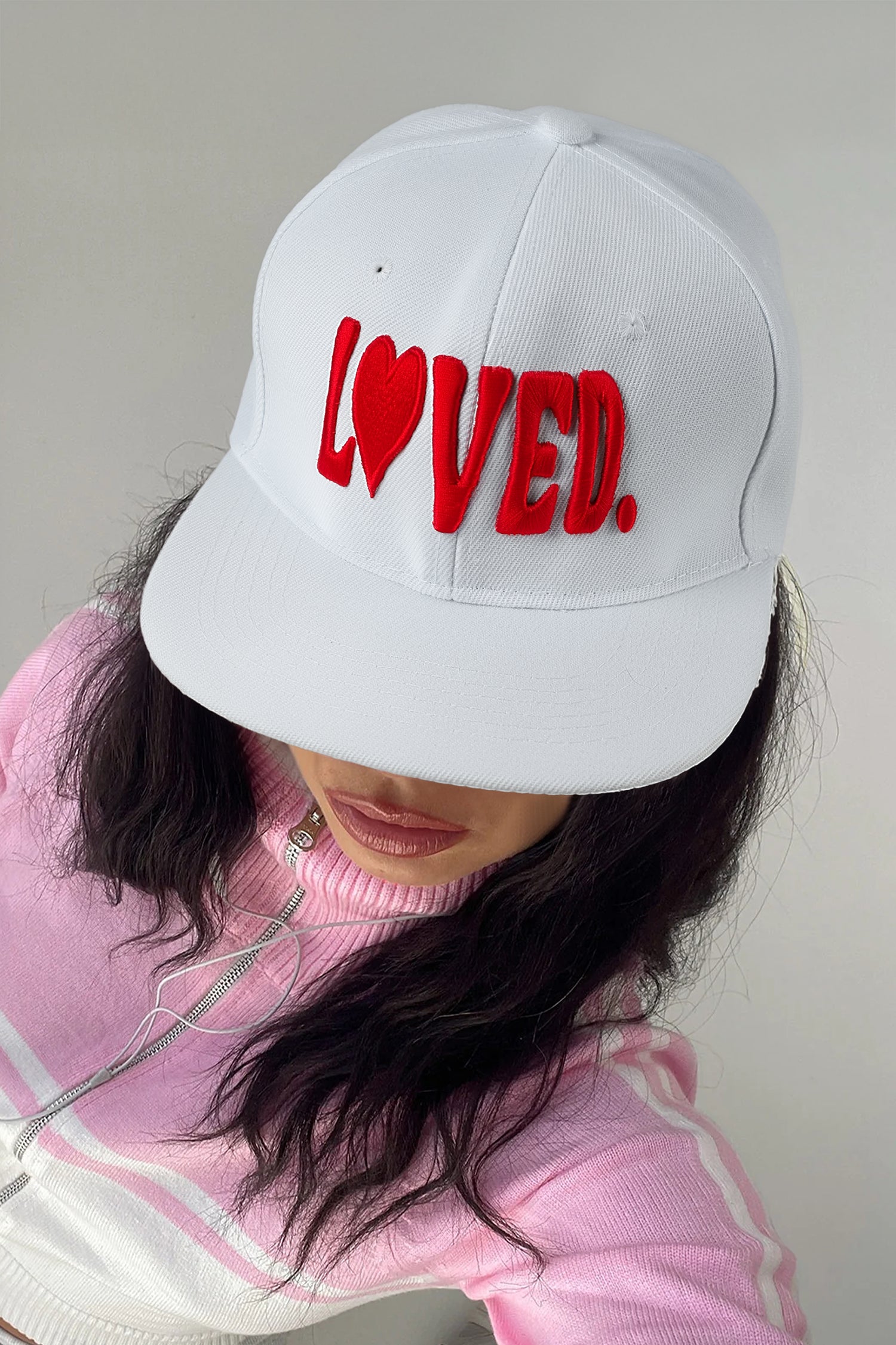 White LOVED Custom Embroidered Day Baseball Cap