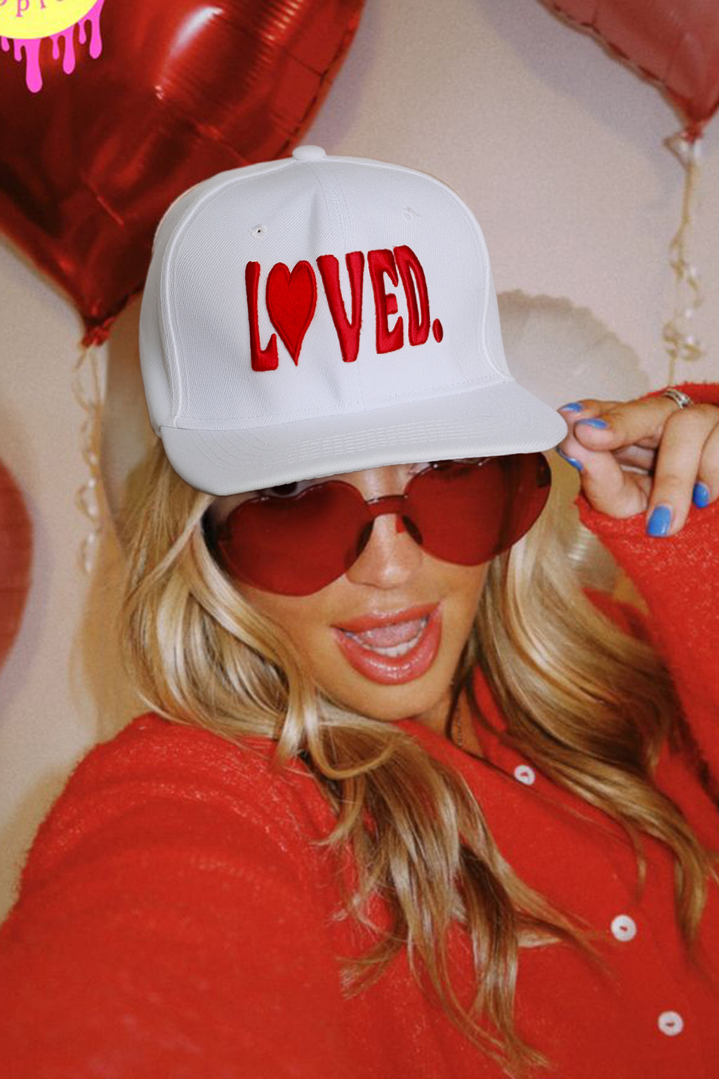White LOVED Custom Embroidered Day Baseball Cap