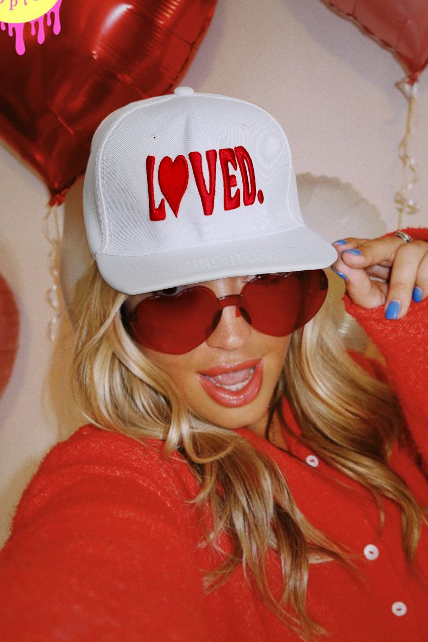 White LOVED Custom Embroidered Day Baseball Cap