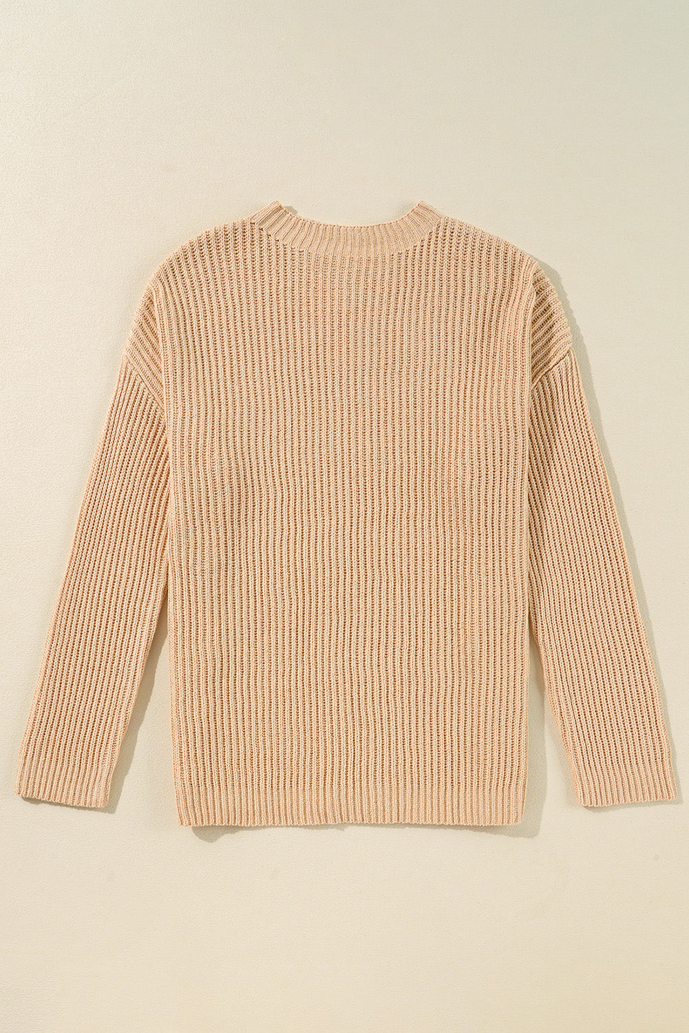 Apricot Plain Side Slits Oversized Sweater