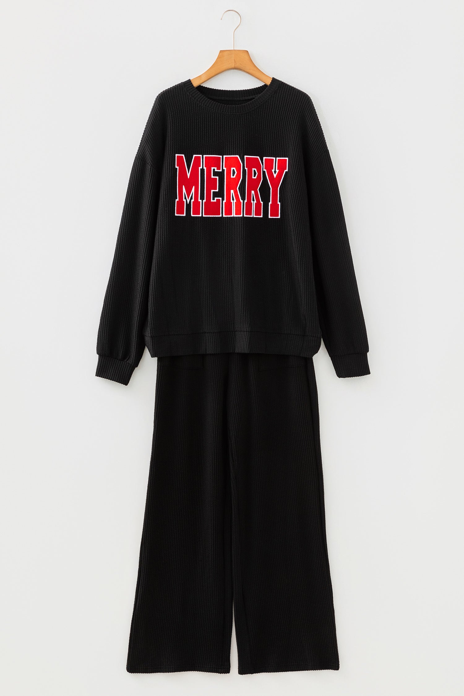 Fiery Red JOLLY Corded Long Sleeve Top and Pockets Pants Set