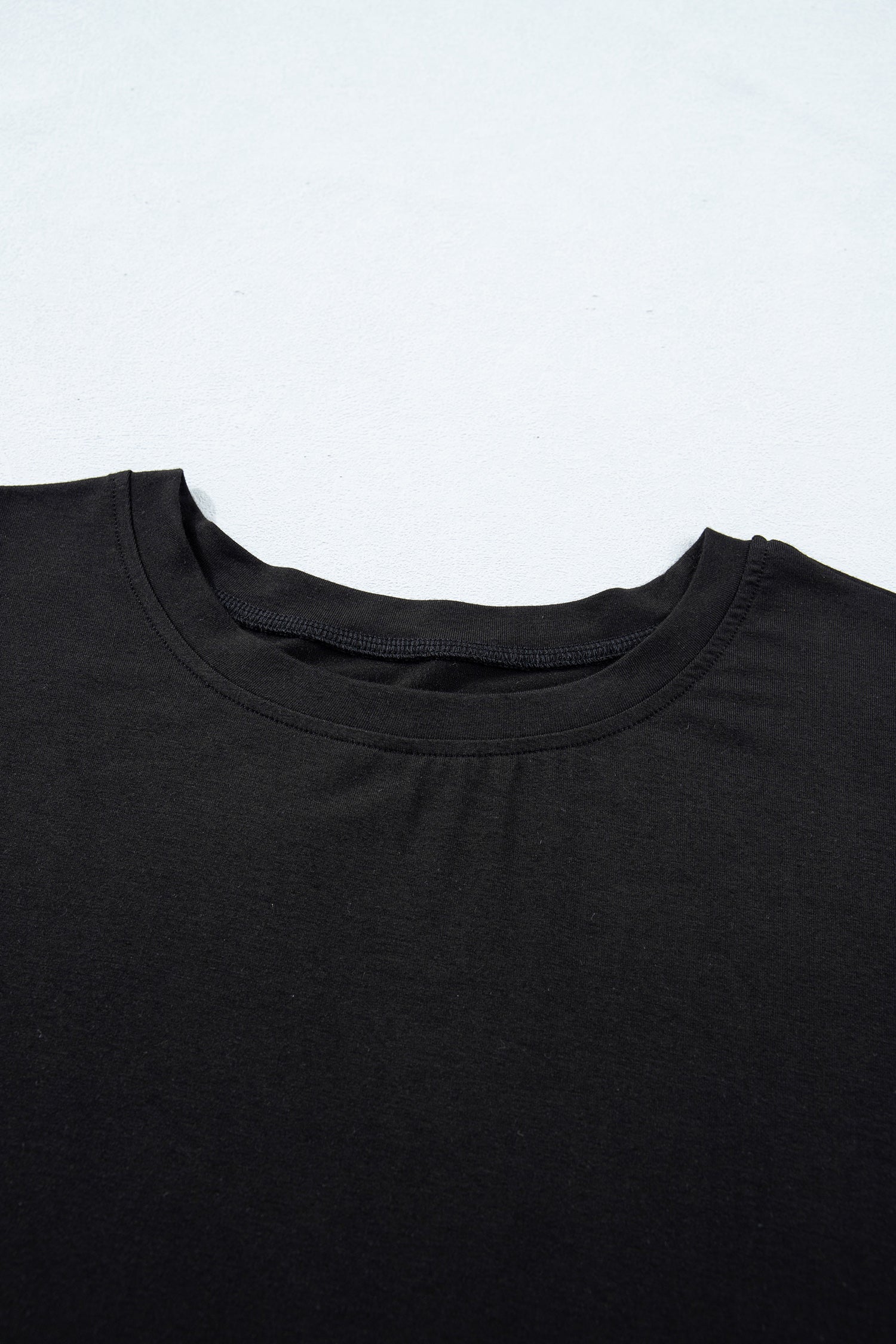 Black Solid Color Oversize Tee Tie Wrap Mini Skort 2pcs Set