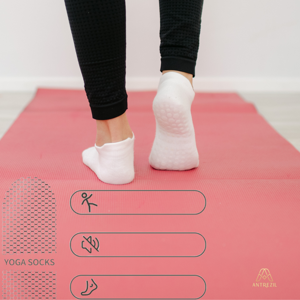 Yoga Socks 4 Pairs/Non-Slip Grip Socks,Barre, Dance, Trampoline, Hospital,Breathable Cotton, Moisture-Wicking